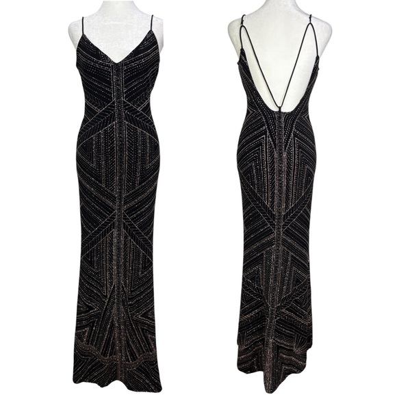 Jump Dresses & Skirts - JUMP Vintage 90s Y2K Slinky Stretchy Sparkly Glitter Maxi Formal Prom Dress 3/4